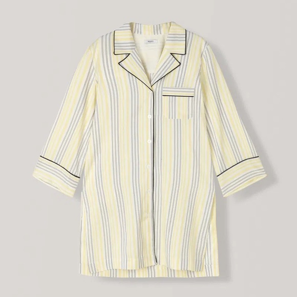 Ganni Bergamot Silk Yellow Striped Pajama Top 36 Rare - Picture 4 of 6